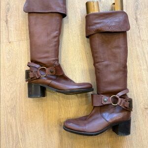 Italian leather high boots with removable details, from Browns